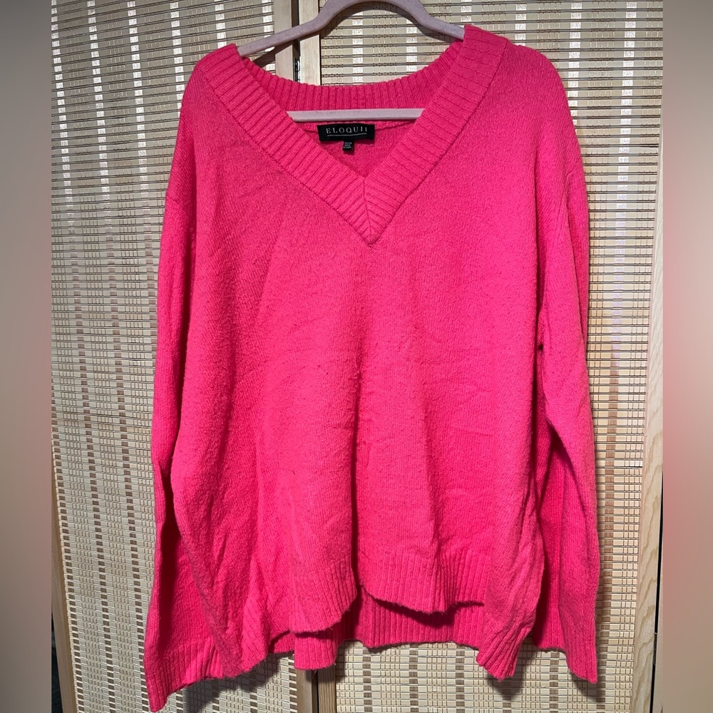 Neon Pink V-Neck Sweater
